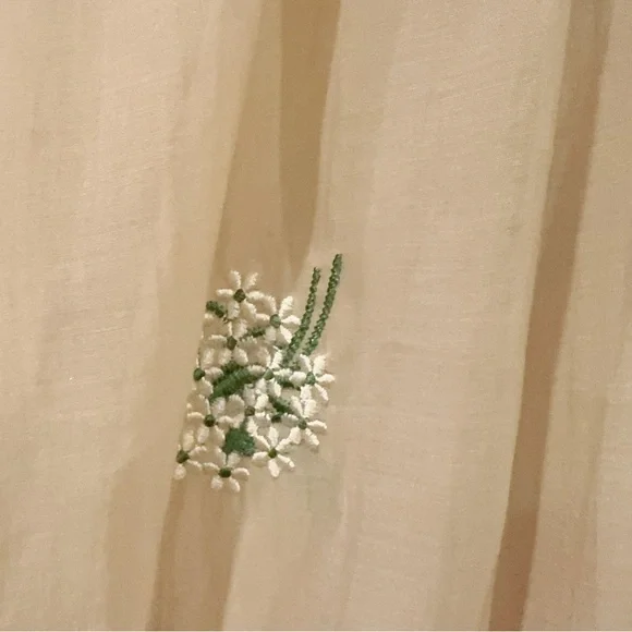 J.ING Sheer Cream Button Down Long Sleeve Embroidery Blouse Shirt Top Size M NWT - Picture 4 of 11